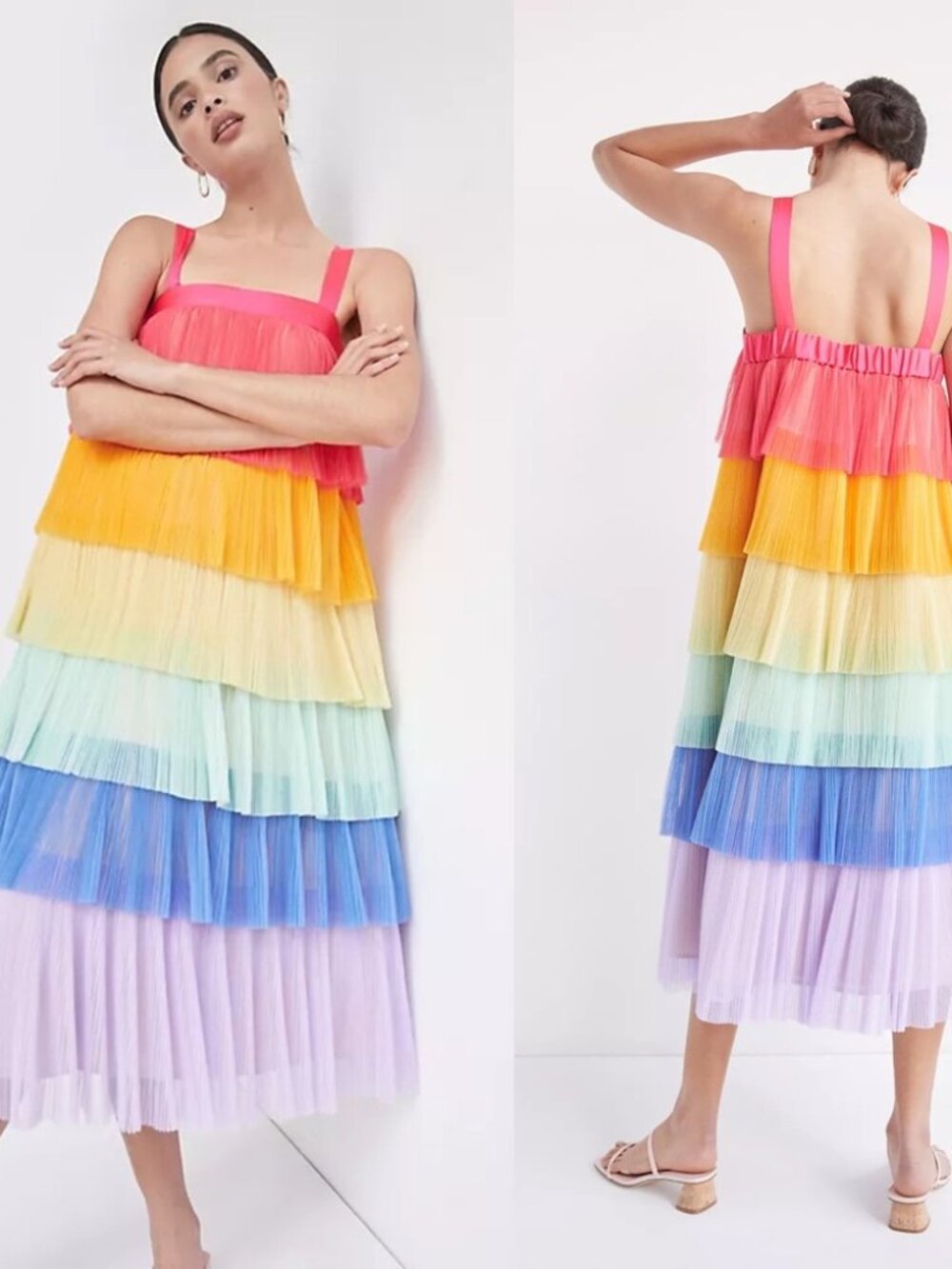 NWOT Hutch x Anthropologie Tiered Tulle Rainbow Dress - Sz Med
